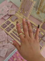 Load image into Gallery viewer, Gold Rhinestone Flower Stainless Steel Adjustable Ring
