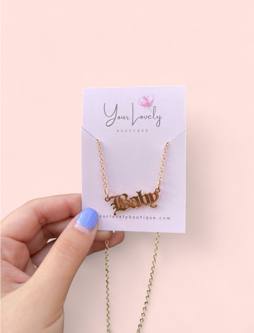 Baby Name Necklace Gold Plated