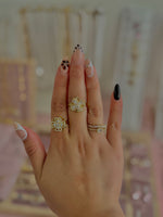 Load image into Gallery viewer, Luxe Clover Zircon Spin Stainless Steel Adjustable Ring
