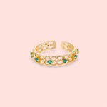 Load image into Gallery viewer, Ariel Green Gold Plated Adjustable Ring
