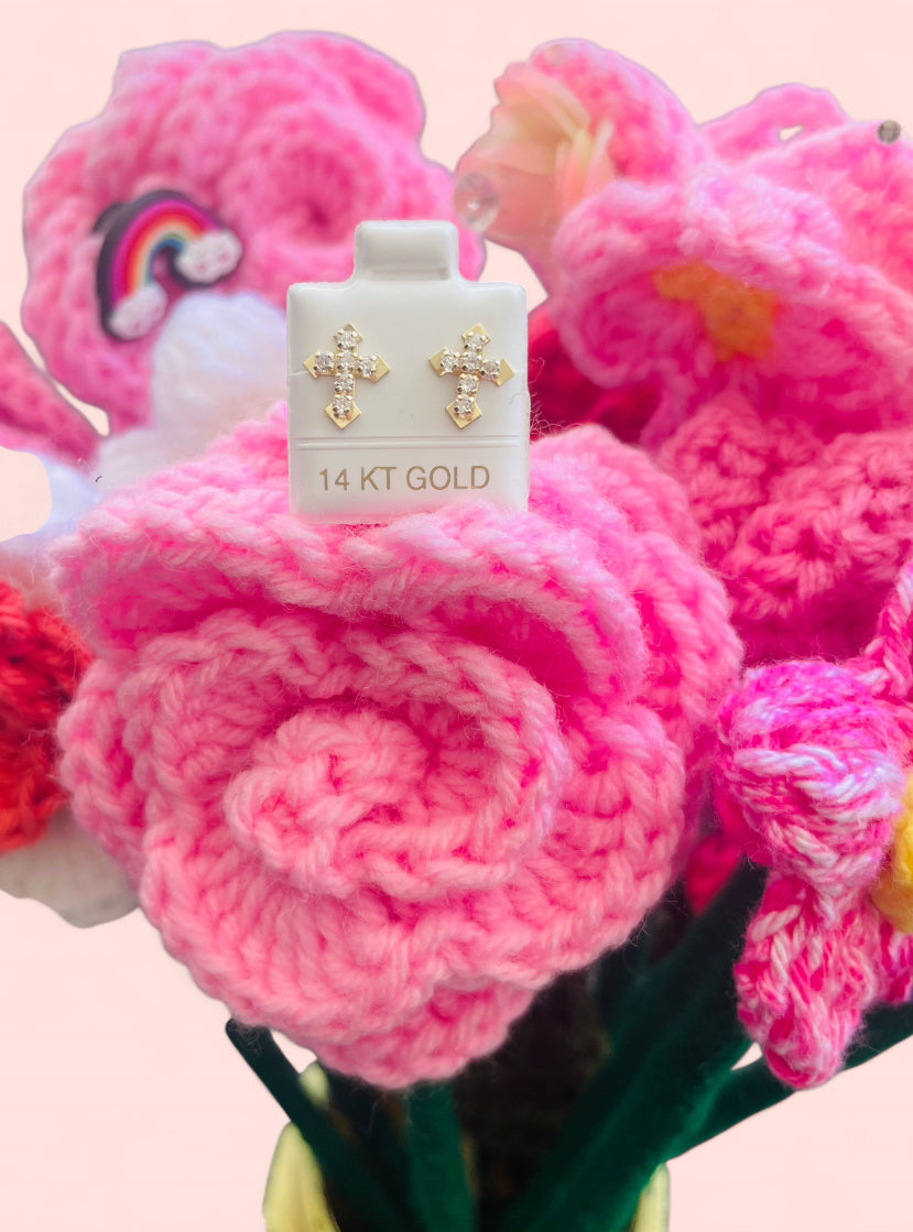 14k Gold Diosito Rhinestone Earrings