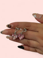 Load image into Gallery viewer, Pink Dainty Silver Earrings
