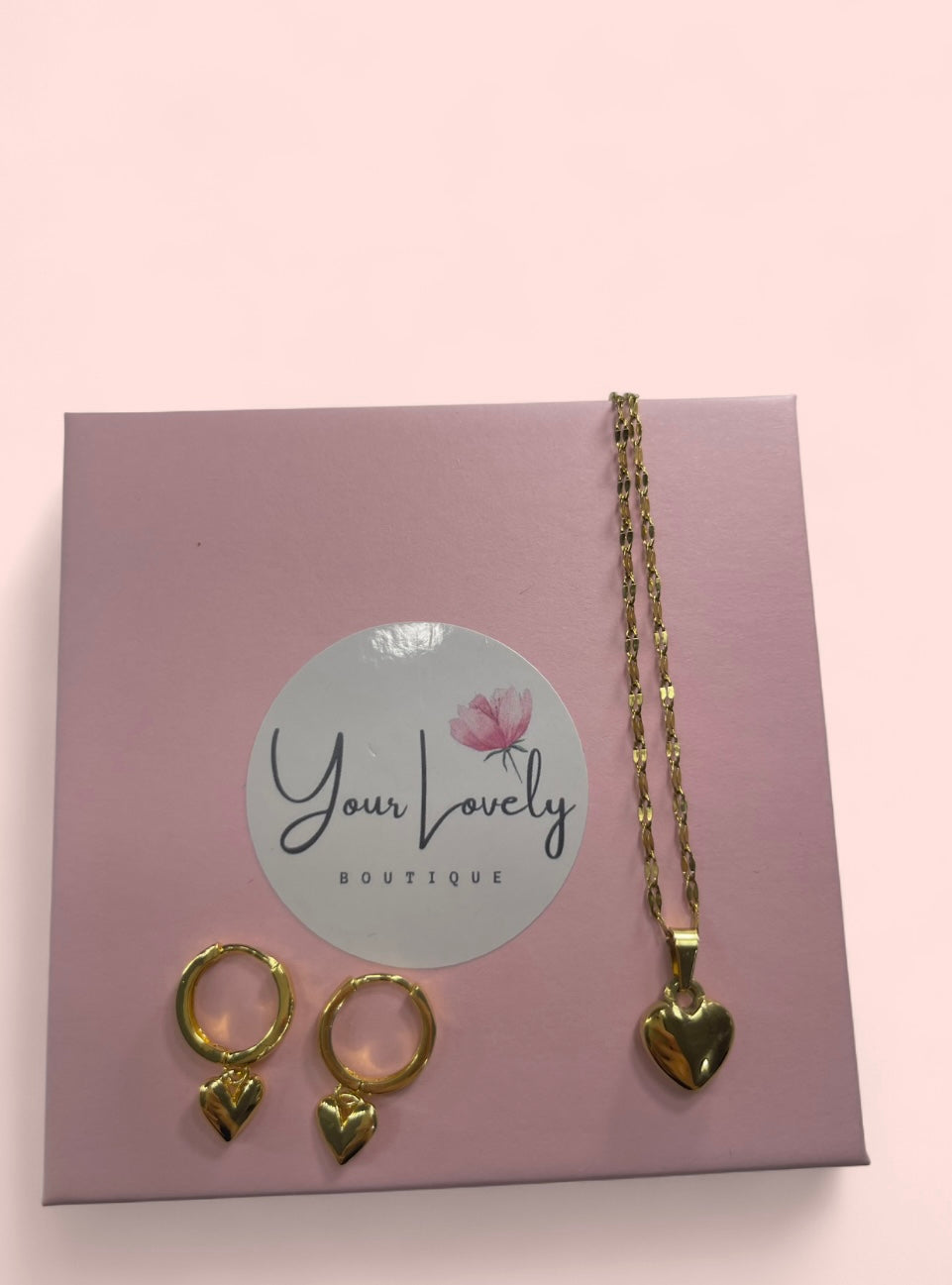 Golden Heart Hoop Earrings Gold Stainless Steel