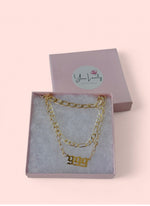 Load image into Gallery viewer, Gold Plated Angel Number 999 Necklace Set of 3 Cuban Chains
