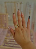 Load image into Gallery viewer, Luxe Clover Hearts Zircon Spin Stainless Steel Adjustable Ring
