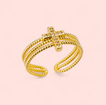 Load image into Gallery viewer, Cross Zircon Adjustable Stainless Steel Ring
