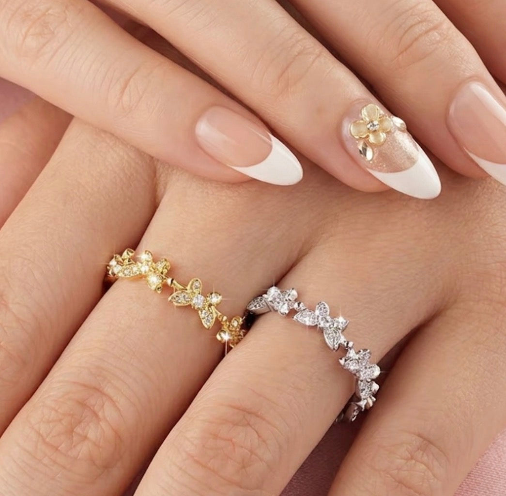 Dazzling Butterfly Moissanite Adjustable Ring – Gold Filled & White Gold Filled Open-Band Ring