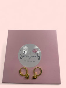 Golden Heart Hoop Earrings Gold Stainless Steel