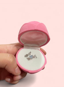 Crystal Blue Silver Plated Adjustable Ring