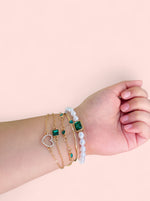 Load image into Gallery viewer, Jade Hearts Bracelet Gold Plated
