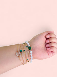 Jade Hearts Bracelet Gold Plated