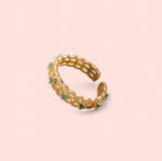 Load image into Gallery viewer, Ariel Green Gold Plated Adjustable Ring
