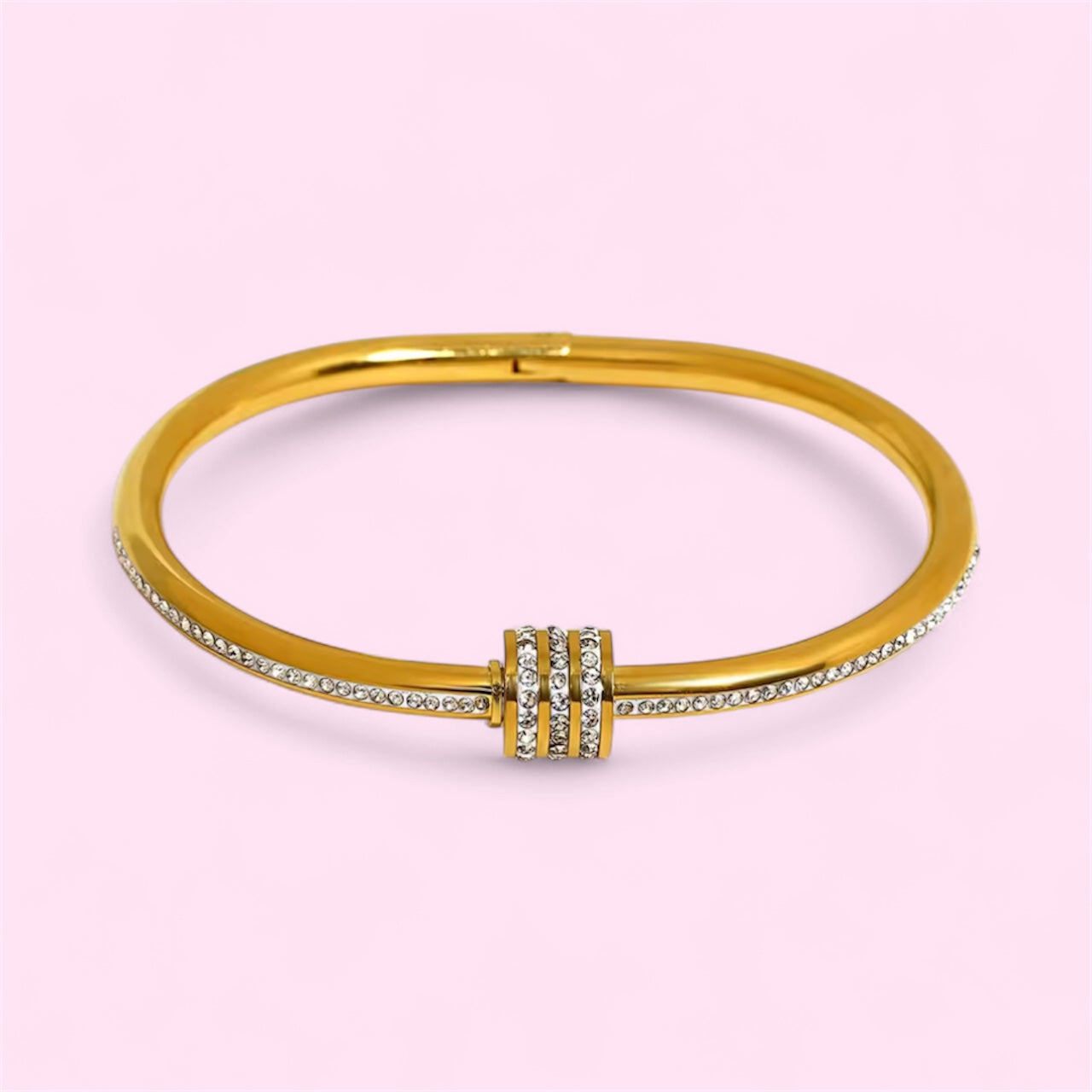 Luxe Rhinestone Cuff Stainless Steel Bracelet