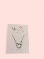 Load image into Gallery viewer, Heart Hollow Silver Rhinestone Necklace
