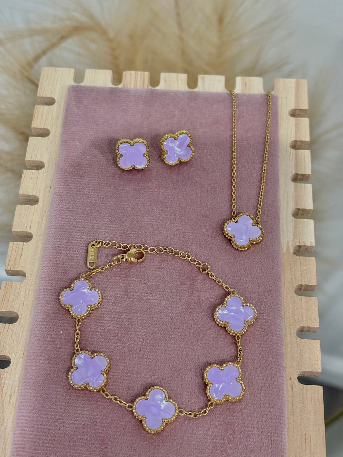 Lavender Pearl & Gold Clover Set
