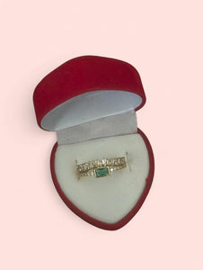Jade Rhinestone Gold Stainless Steel Adjustable Ring