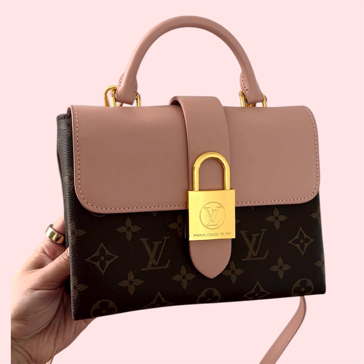 Pink Luxe Lock Crossbody Bag