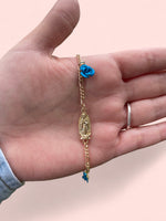 Load image into Gallery viewer, La Virgen Ocean Blue Gold Plated Bracelet
