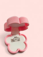 Load image into Gallery viewer, Crystal Blue Flower Ring Silver Plated Adjustable
