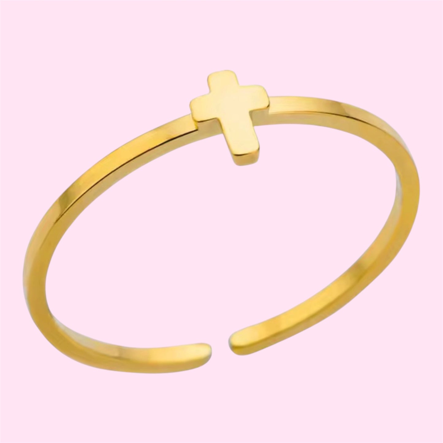 Mini Cross Adjustable Ring Stainless Steel