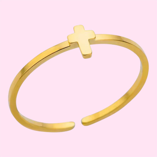 Mini Cross Adjustable Ring Stainless Steel
