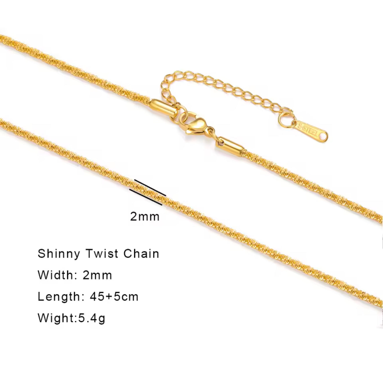 Gold Chain Stainless Steel Necklaces: Beaded, Snake, Cuban, Figaro, Twisted, Paperclip, Shinny