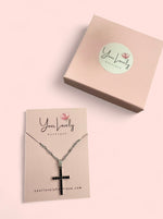Load image into Gallery viewer, Silver Black Cross Pendant Necklace
