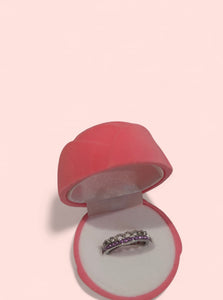 Purple Crown Silver Plated Adjustable Ring