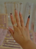 Load image into Gallery viewer, Crystal White Double Stainless Steel Adjustable Ring
