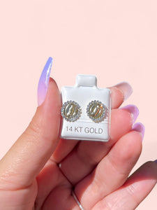 14k Gold Virgin Mary Circle Earrings