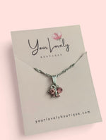 Load image into Gallery viewer, Silver Pink Butterfly Pendant Necklace
