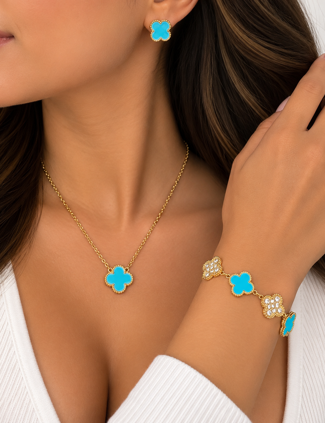 Baby Blue & Gold Clover Set