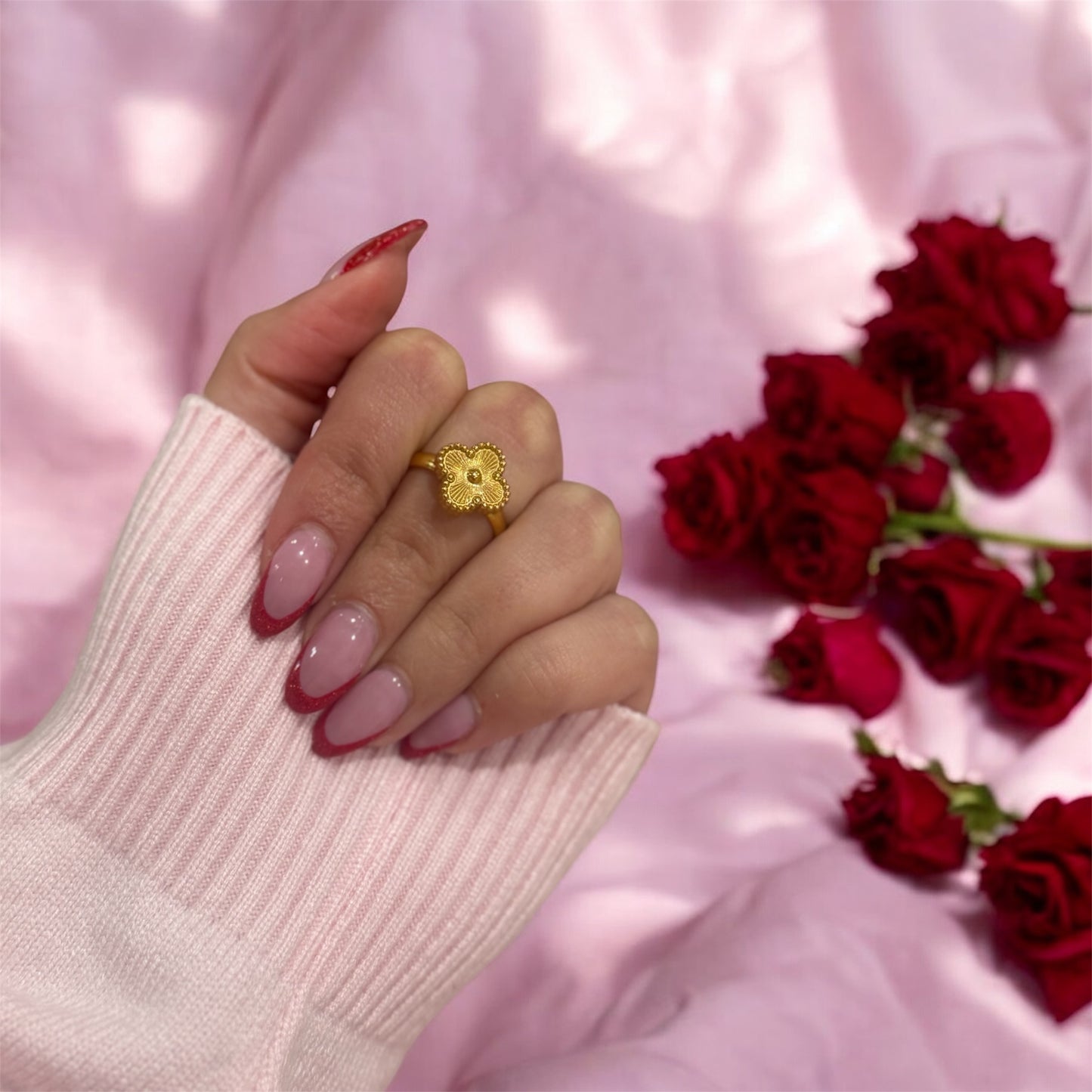 Gold Clover Stainless Steel Adjustable Ring