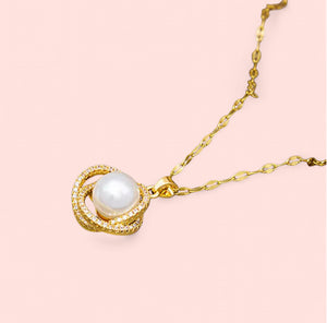 Pearl Pendant Gold Stainless Steel Necklace
