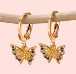 Load image into Gallery viewer, Hoop Colorful Butterfly Rhinestone Earring Stainless Steel
