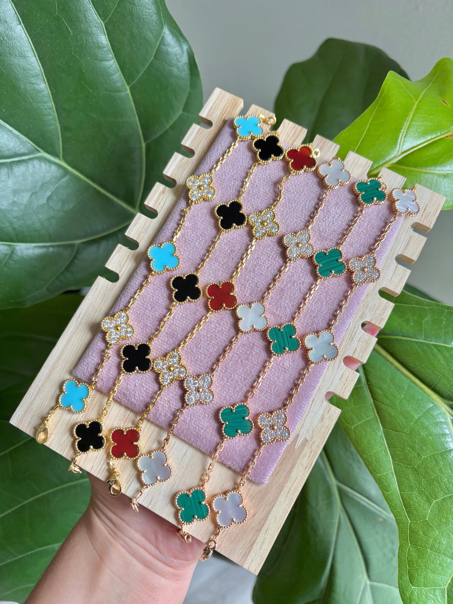 Rose Gold & Gold Luxe Clover Bracelets with Stamp (7.5)