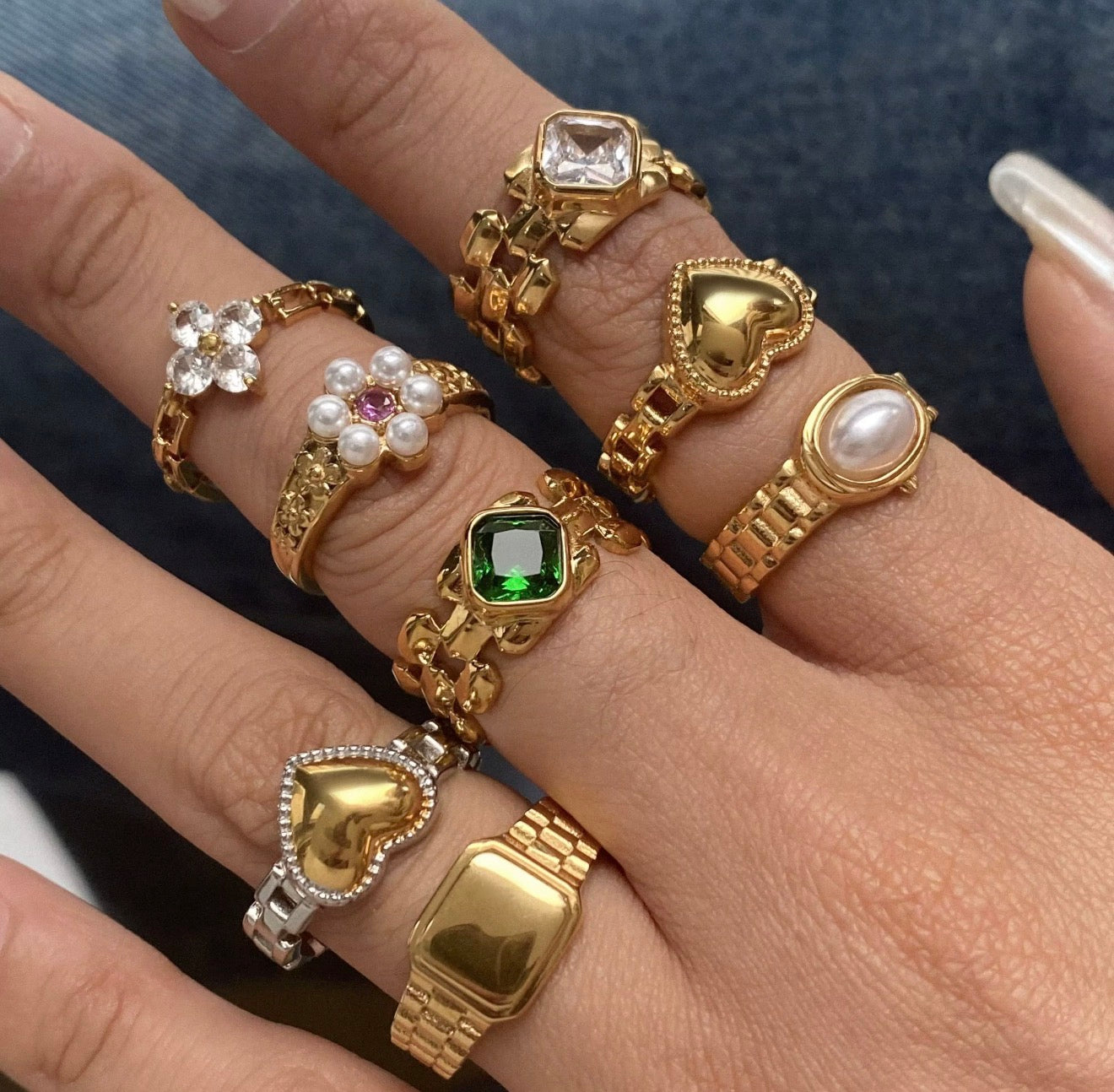 Dahlia Pearl & Crystal Cluster Ring