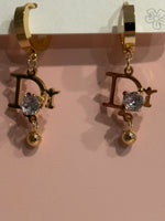 Load image into Gallery viewer, D Hoop Gold Stainless Steel Earrings
