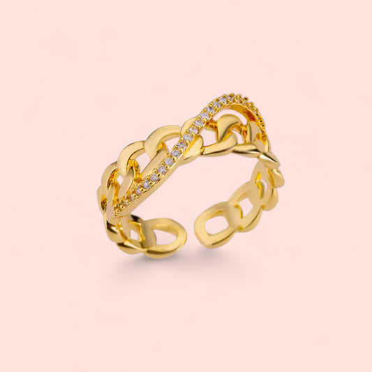 Cuban Zircon Stainless Steel Adjustable Ring