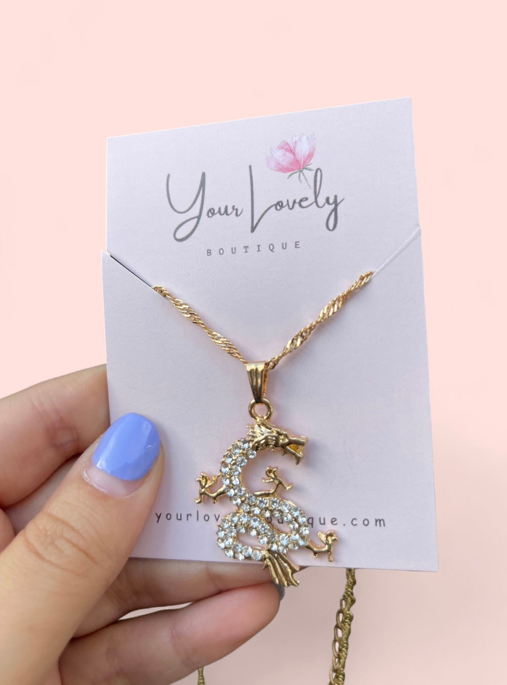 Dragon Pendant Necklace Gold Stainless Steel