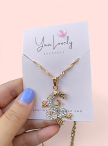 Dragon Pendant Necklace Gold Stainless Steel
