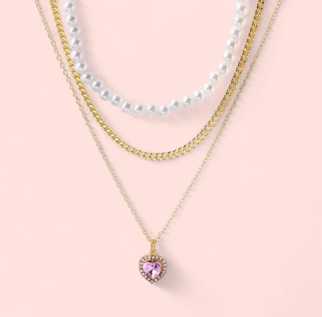 Adore You Crystal Heart Gold Plated Necklace