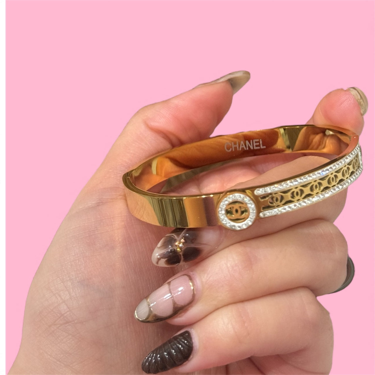 CC Zirconia Bangle Stainless Steel Bracelet