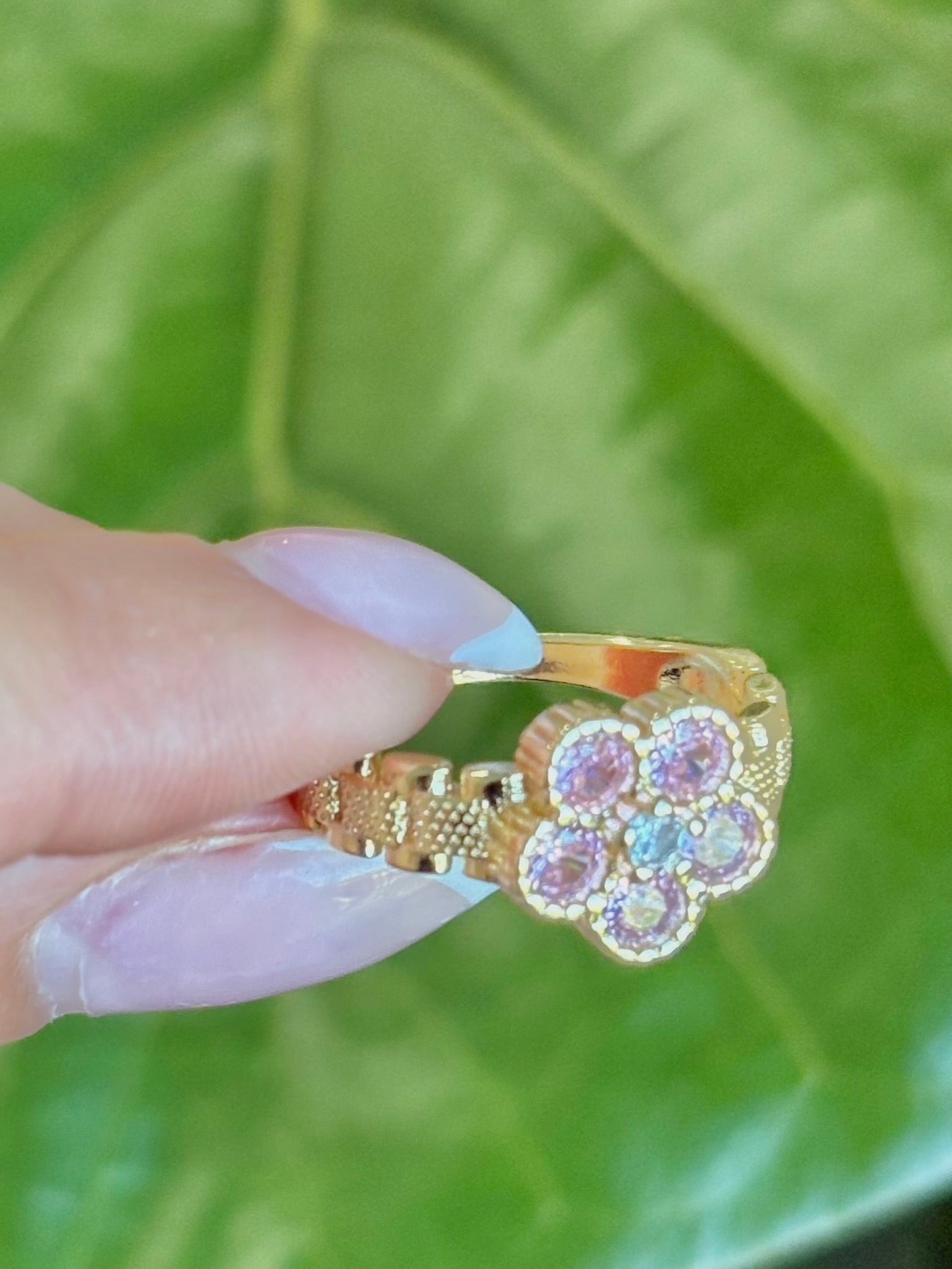The Luxe Pink Floral Rollie Gold Filled Ring