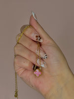 Load image into Gallery viewer, Pink Clover Stainless Steel Jewelry Set: Necklace, Earrings, Bracelet
