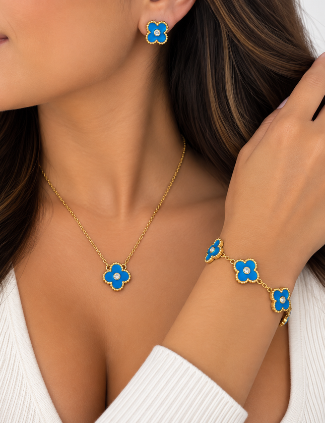 Gold Blue Mini Clover Set