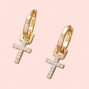 Hoop Cross Dangle Earring Stainless Steel