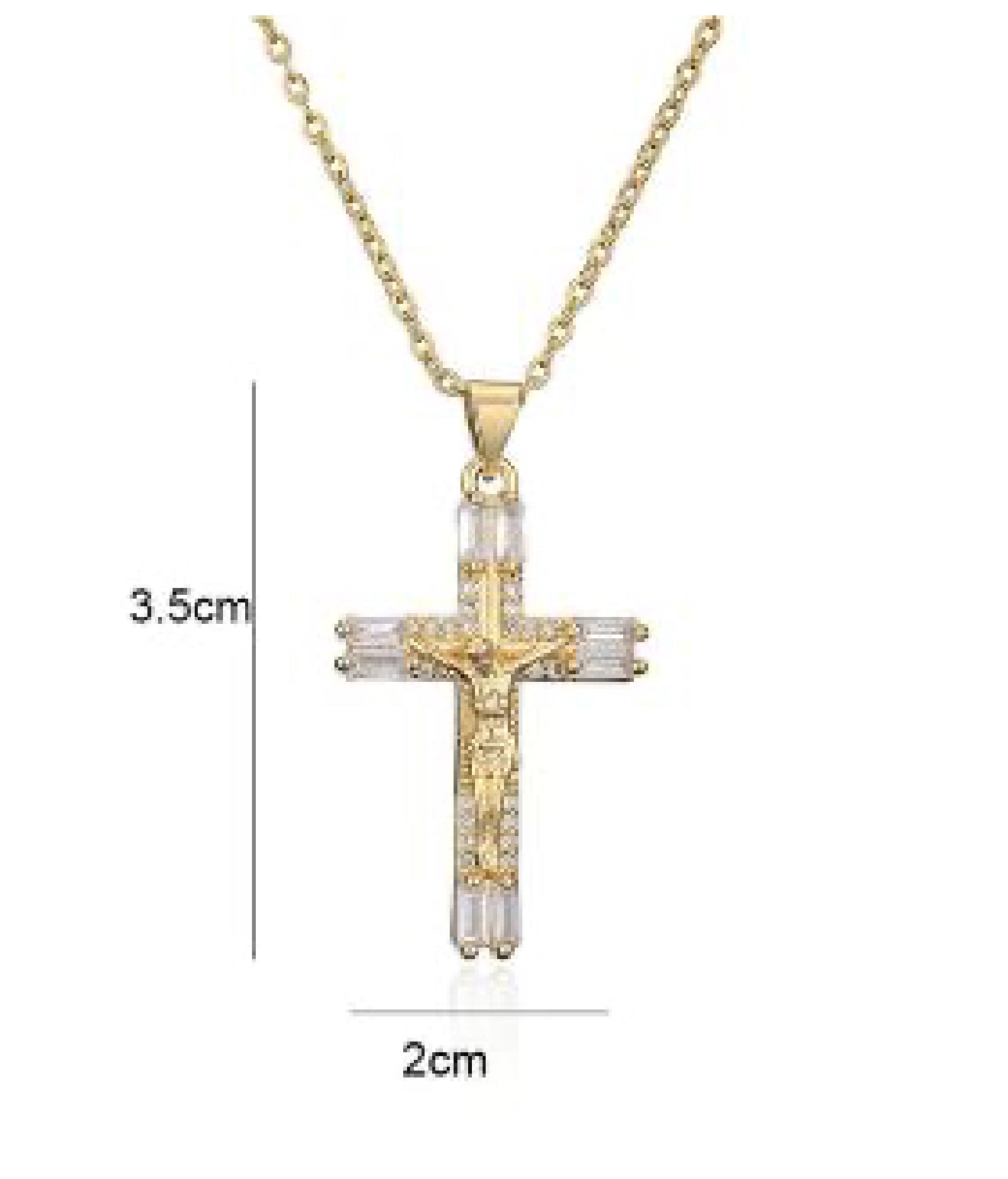 Crystal Cross Gold Stainless Steel Necklace