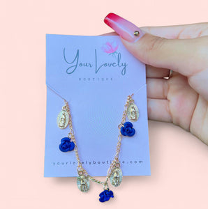 Virgencita Blue Roses Bracelet