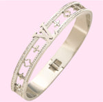 Load image into Gallery viewer, LV Zircon Clover Bangle Stainless Steel Bracelet: Silver &amp; Gold
